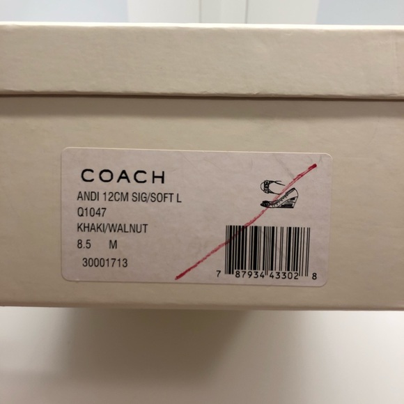 COACH Peep-Toe Khaki/Walnut Wedges - Picture 8 of 8